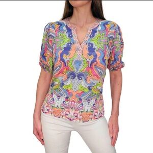 David Cline Deco Multicolor Paisley Women's Blouse